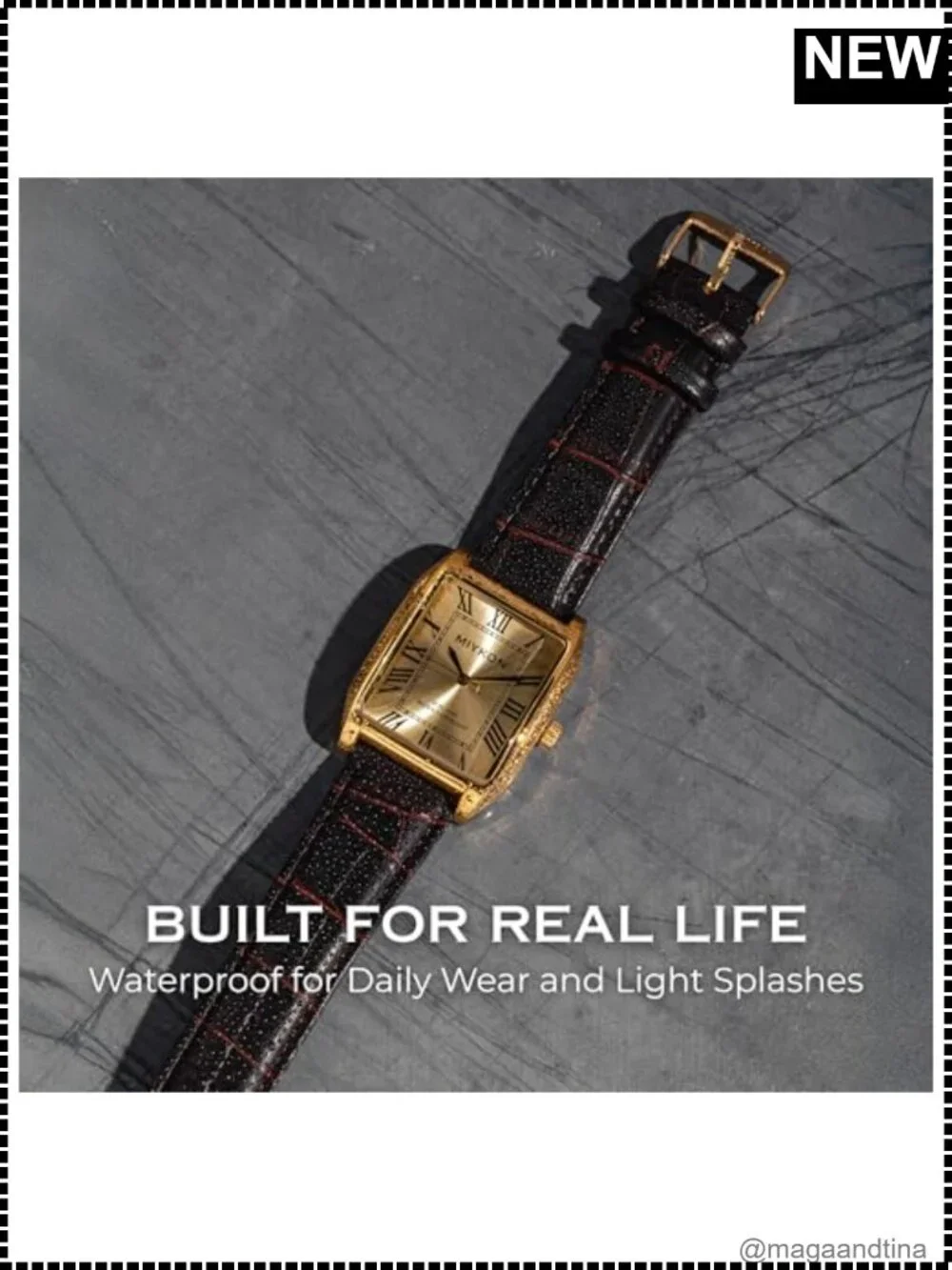 Mens Vintage Tank Dress Watch Genuine Leather Strap Japanese Quartz Water